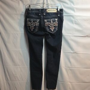Rock Revival Nicci 26 Dark Blue Skinny Jeans with Embellished Pockets